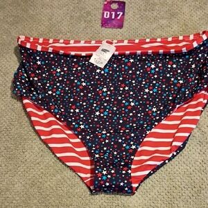 Lands' End Red, White & Blue Star and Stripe Bikini Bottoms